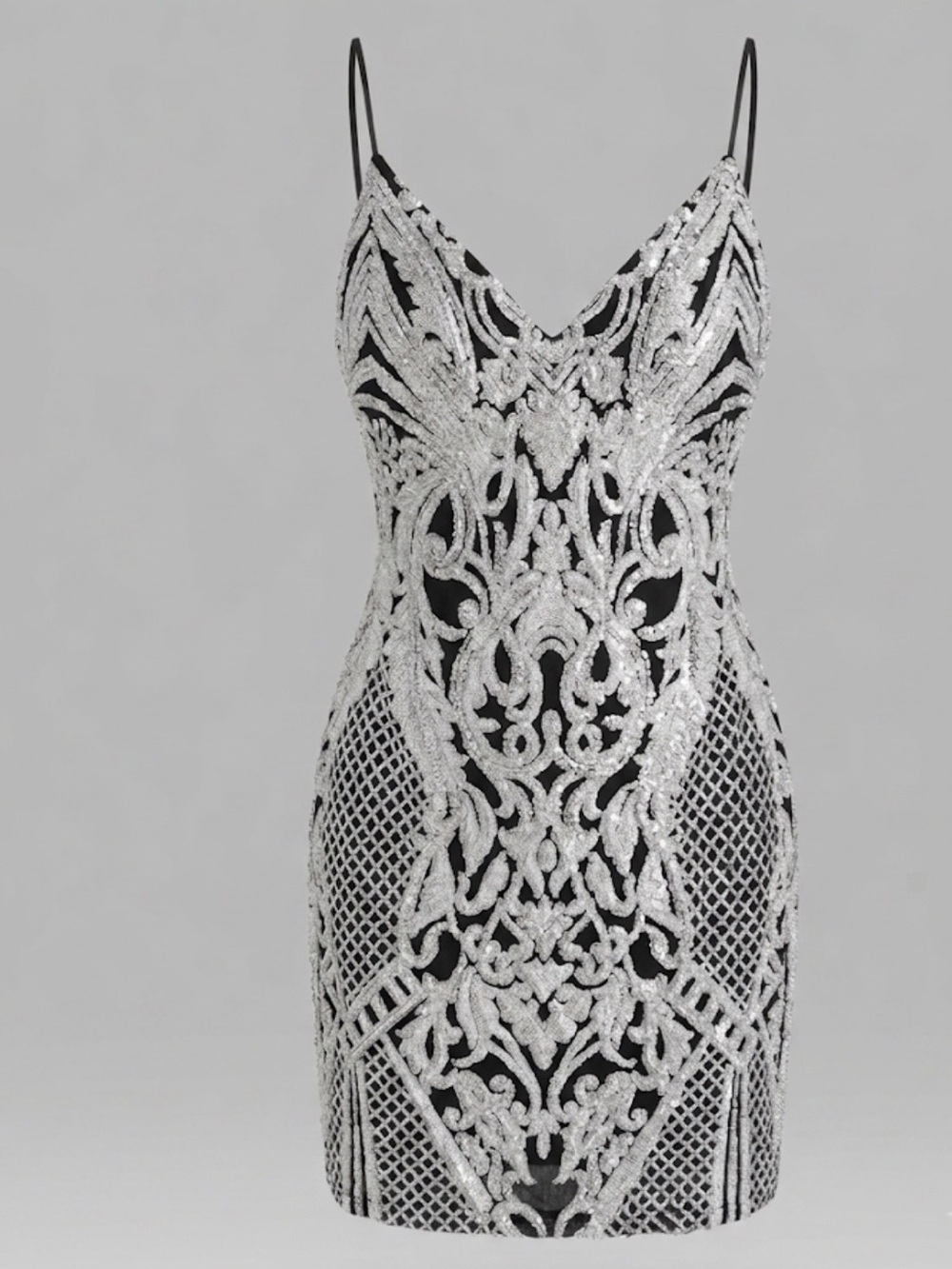 B Darlin Black and Silver Sequin Mini Dress